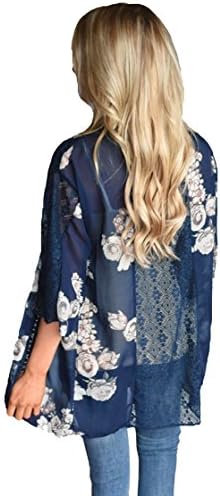 Women's Beach Wear Cover Ups Kimono Floral Cardigan Chiffon Blouses Shawl Wrap