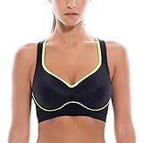 SYROKAN Women's Medium Impact Full Figure Racerback Wirefree Foam Support Sports Bra