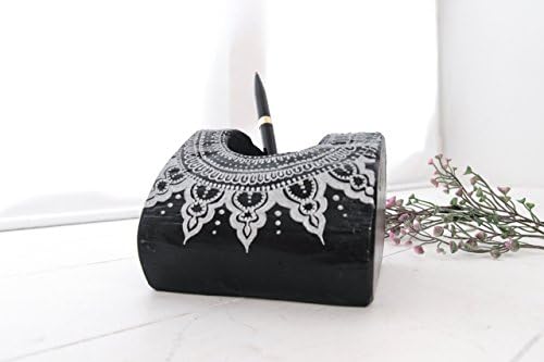 Wood Pen Holder for Desk Pencil Stand Table Organizer Black