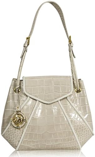 Valentino Orlandi Italian Designer Grey Croc Leather Large Shoulder Handbag