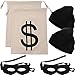 6 Pieces Robber Costume Set Include Canvas Dollar Sign Money Bags Eye Mask Knit Beanie Cap for Halloween Cosplay Burglar Theme Party