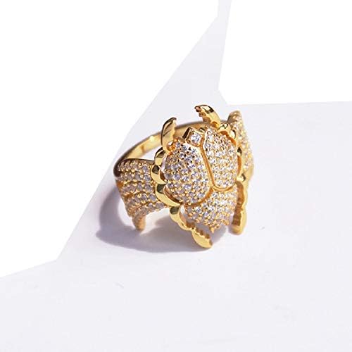 Shisky 925 silver micro inlay zircon gold scarab wide version ring retro index finger ring exquisite jewelry girlfriend gift