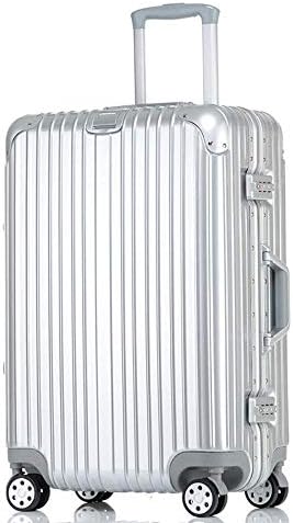 BMINYA Travel Password Trolley Case, PC Aluminum Frame Universal Wheel Customs Password Boarding, Hand Luggage, Multiple Size Options (Color : Silver, Size : 29 inch)