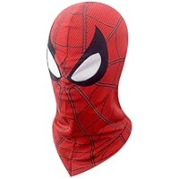 Spider Verse Miles Morales Gwen Cosplay Mask Lycra Elastic Breathable Full Head Hood Halloween Adult Kids (Red)