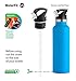 WaterFit Straw Lid - Replacement Cap for Standard Mouth Sport and Travel Water Bottle 12oz / 18oz / 21oz & 24oz with 2 Straws and Straw Brushes (Black+Paracord)