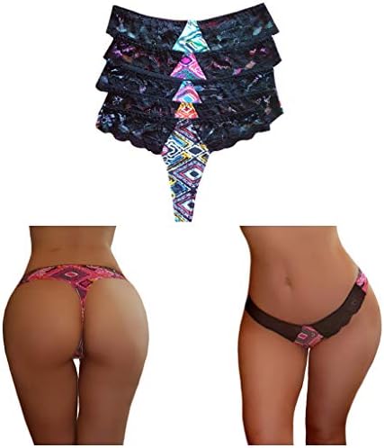 Sexy Printed Women Comfortable Seamless Thong 5 of Pack