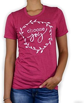 Choose Joy Graphic T-Shirt for Women, Women's Summer Top, Women's Fashion T-Shirt, Choose Joy Shirt (X Large, Raspberry Heather)