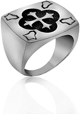 Cross recessed flower geometric shape titanium ring SA563 Siz-7