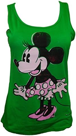 Disney Mickey Minnie Women's Juniors Assorted Tank Top Shirts (S, Green)
