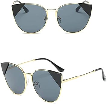 Amazon アンチグレアサングラス サングラスファッション女性金属フレーム縁取りuv保護クラシック特大トレンディな女性の不規則なサングラス Aqwesd スポーツ アウトドア