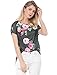 Allegra K Women's Floral Prints Boat Neck Short Sleeves High Low Hem Top XL Grey
