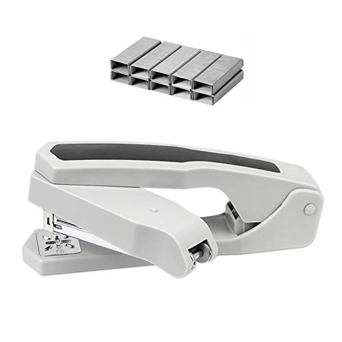 360° Rotatable Stapler with 1000 Staples, Arm Swivel Stapler, 8 Binding Adjustable, User Friendly Design, 24/6 & 26/6 (Gray)