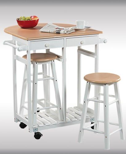 Küchentisch Küchenbar 2 Stühlen weiß MDF TOP: Amazon.de: Küche & Haushalt