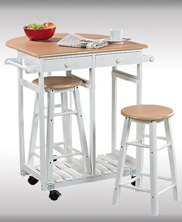 Küchentisch Küchenbar 2 Stühlen weiß MDF TOP: Amazon.de: Küche & Haushalt
