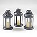 Lights4fun, Inc. Set of 3 Grey Battery Operated LED Flameless Candle Lanterns for Indoor Outdoor Use