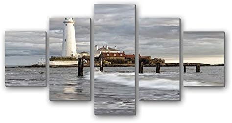 白い灯台 世界 5枚 パネル アートパネル 現代壁の絵 壁掛け部屋飾り