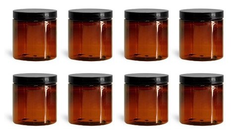 Amber 8 oz PET (BPA Free) Plastic Jar (8 pack)