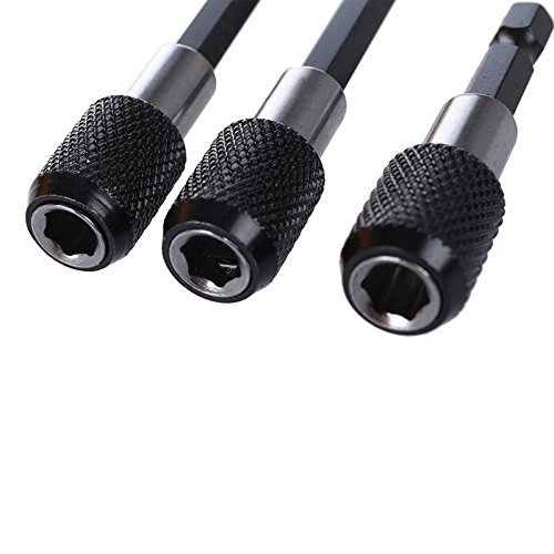1/4" Hex Shank 105 Degree Right Angle Driver Angle Extension Power Screwdriver Drill Attachment Socket Adapter Bit + 3pcs Quick Release Magnetic Screwdriver Nut Drill Bit Holder Extension Kit Set