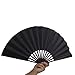 OULII Women Hand Fan Paper Fans Wedding Fans for Party Favor Fancy Dress (Black)