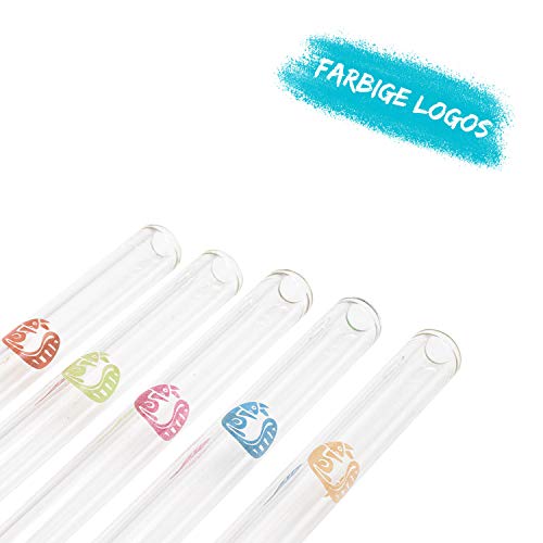 Chinchilla® 5er-Pack Glas Strohhalme | 15cm Transparent mit Logos | Wiederverwendbare & Plastikfreie Trinkhalme aus BPA… – Bild 4
