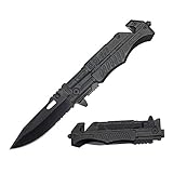 FORCE Tactical Knives Spring Assisted Opening Folding Pocket Knife Camping Outdoor Knife Partially Serrated Clip Point Blade Stainless Steel