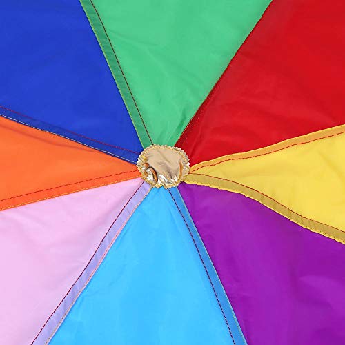 Zerodis Rainbow Play Parachute, 8 Handles 2m Diameter Kids Sports Interactive Tents Baby Play Mat Children Picnic Blanket for Outdoor Family Games Cooperation Group Play