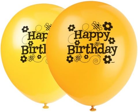 Busy Bees Happy Birthday Balloons, 12 ins, pk8