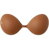 NIPSKIN Reusable Adhesive Silicone Bra - Strapless Push-Up Backless Bra with Front Clip Lift - Caramel for Cups B