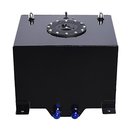 8-Gallon Universal Fuel Cell Gas Tank Aluminum Polished Racing Street Drift Strip Fuel Cell Tank with Level Sender Black