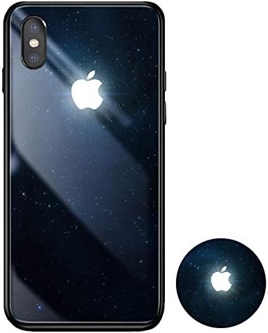JZWDMD Glowing Case for iPhone 7/8, iPhone Xs Max Cases Led Logo Light iPhone Case Glowing Light Up Logo Case Illuminate Cover Tempered Glass Back Cover Protective Case