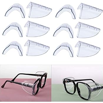 Hub's Gadget 6 Pairs Safety Eye Glasses Side Shields, Slip On Clear Side Shield for Safety Glasses- Fits Small to Medium Eyeglasses