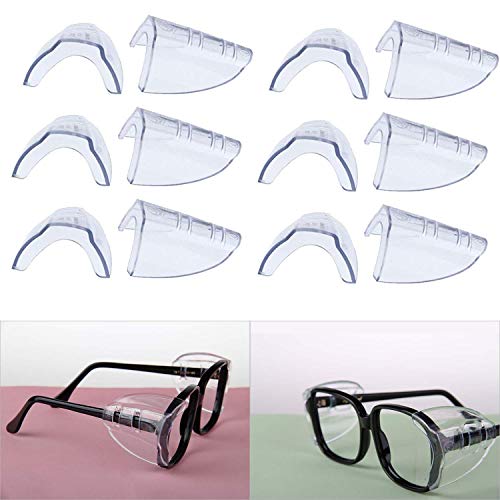 Hub's Gadget 6 Pairs Safety Eye Glasses Side Shields, Slip On Clear Side Shield for Safety Glasses- Fits Small to Medium Eyeglasses
