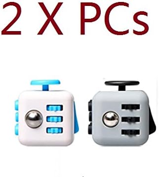 2PC X Fidget Cube Relieves Stress And Anxiety for Children and Adults Grey/Blue