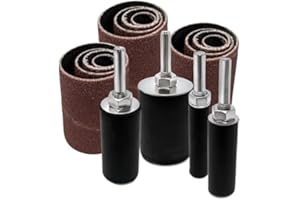 LINE10 Tools 16pk Sanding Drum and Sleeves Set, Spindle Sander Attachment for Drill and Drill-Press, Die-Grinder, 2-inch Extra Long Surface, 1/4-inch Shank