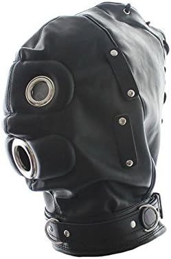 COS2YOU Leather Full Face Gimp Mask Unisex Hood Maniac Mask Halloween Masks Eyemasks &amp; Disguises for Masquerade Fancy Dress Costume Accessory Leather Head Harness