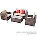 SUNCROWN Outdoor Patio Furniture 4-Piece Conversation Set All-Weather Wicker, Thick, Durable Cushions with Washable Covers, Porch, Backyard, Pool Garden