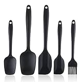 Silicone Spatula Set 5-piece - 600ºF Heat-Resistant Baking Spoon Spatula - Seamless One-Piece Design Easy To Clean - Non-Stick Silicone Rubber With Stainless Steel Core - BPA Free