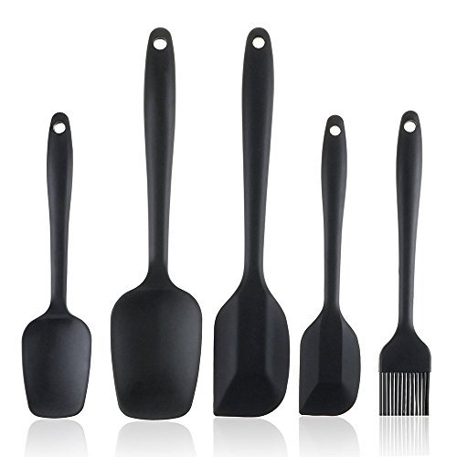 Silicone Spatula Set 5-piece - 600ºF Heat-Resistant Baking Spoon Spatula - Seamless One-Piece Design Easy To Clean - Non-Stick Silicone Rubber With Stainless Steel Core - BPA Free