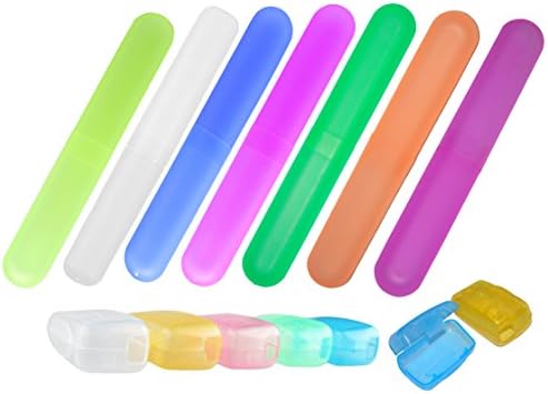 Ceeyali Colorful Plastic Toothbrush Case Holder with Toothbrush Head Covers for Daily and Travel Pack of 14 (7 + 7)