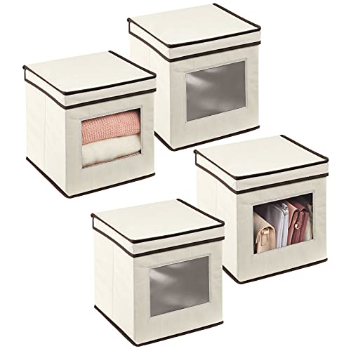 mDesign Soft Cube Fabric Stackable Closet Storage Organizer Box with