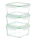 Kinetic GoGREEN Glassworks Series 6 Piece Square Oven Safe Glass Food Storage Container Set 35-Ounce Each (3 Containers and 3 Lids) 01331