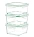 Kinetic 01331 GoGREEN Glassworks Series 6 Piece Square Oven Safe Glass Food Storage Container - 30 Ounce, Square
