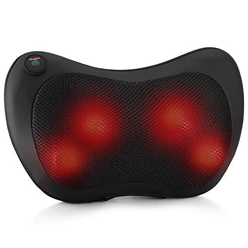 Back and Neck Massage Pillow - Heated Shiatsu Kneading Massager for Neck, Shoulder and Lower Back | Full Body Pain Relief Pillow Massage with Deep Kneading | Use at Home, Office, and Car