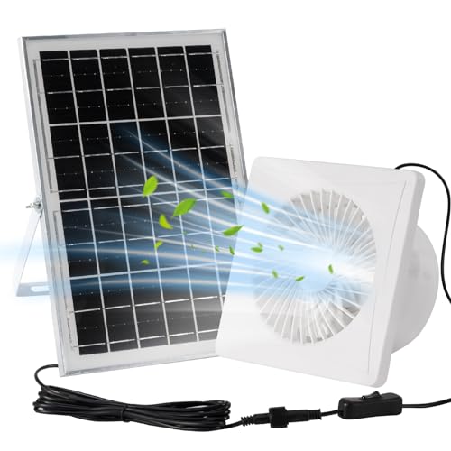 Photo 1 of Solar Powered Fan,IUZEAI 20W Solar Panel with Bracket 8" Solar Fan with Longer 16.4ft Wire Waterproof Strong Airflow with Assembly Accessories Solar Fans for Outside,Warehouse, Shed, Kitchen, Attic
