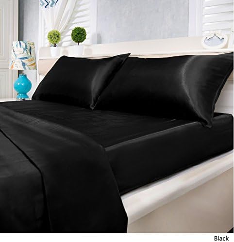 Silver Orchid Wyman Super Soft Deep Pocket 4-piece Satin Sheet Set Black 4 Piece Queen