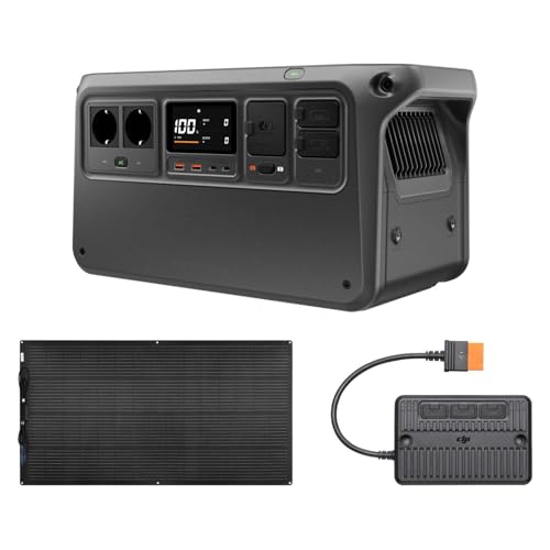 DJI Power 1000 V2 tragbare Powerstation, 1024 Wh LFP-Akku, 2600 W Ausgangsleistung, in 37 Min. von 0% auf 80%, kompakte Größe, 200 W flexibles Solarpa