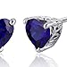 Peora Created Blue Sapphire Heart Stud Earrings 925 Sterling Silver, Solitaire Scroll Gallery, 2 Carats Total 6mm, Friction Backs, Blue Earrings, September Birthstone Gift