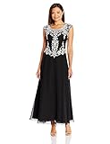 J Kara Women's Petite Cap Sleeve Beaded Top Long Dress