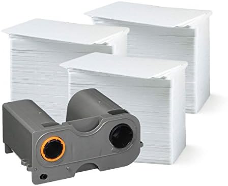 Fargo 45100 Color Ribbon - YMCKO - 250 Prints with Bodno Premium CR80 30 Mil Graphic Quality PVC Cards - Qty 300
