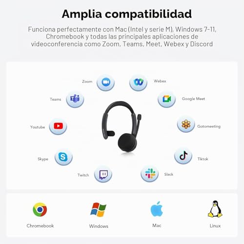 Nuroum HP31S(3rd Gen) Wireless Bluetooth Headphones with Microphone for PC, USB Dongle/Charging Base/V5.4/45H Duration/Silent Mode, Headphones with AI Microphone Cancellation for CallCenter/Teams/Office